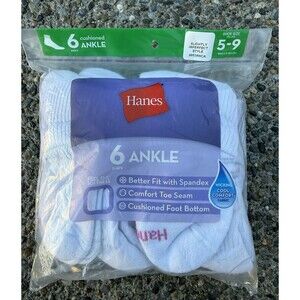 Hanes Women's Cool Comfort Cushioned Ankle Size 5-9 Slight Imperfect Style 6pk